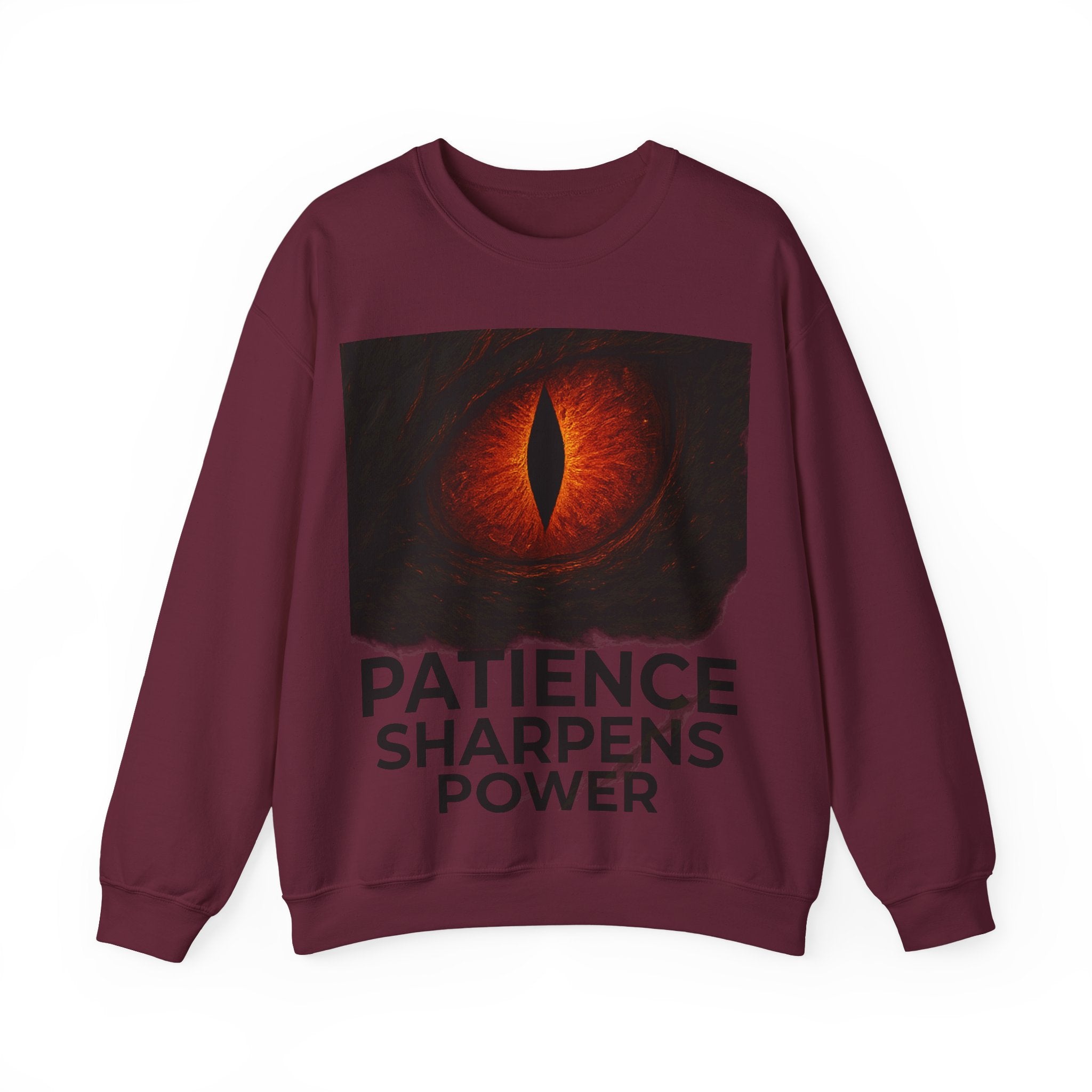 Dragon Motif Crewneck — "Patience & Power" Motivational Sweatshirt