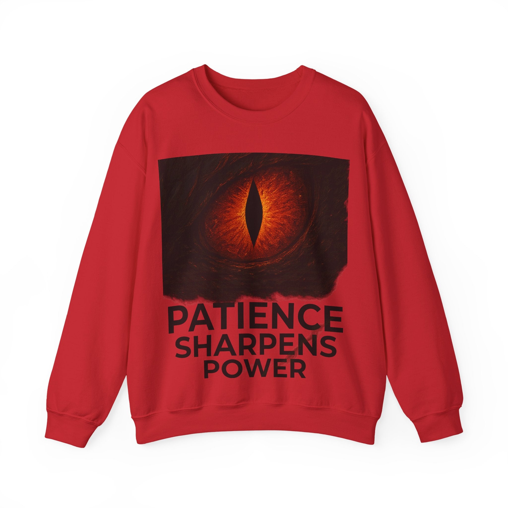 Dragon Motif Crewneck — "Patience & Power" Motivational Sweatshirt