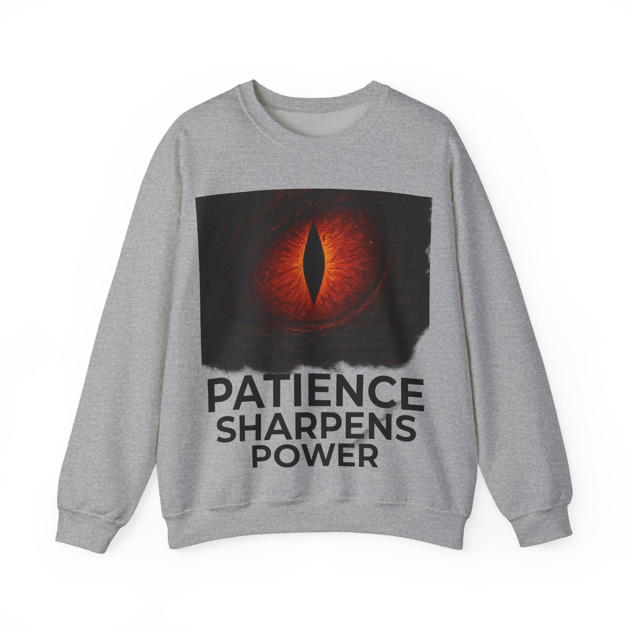 Dragon Motif Crewneck — "Patience & Power" Motivational Sweatshirt