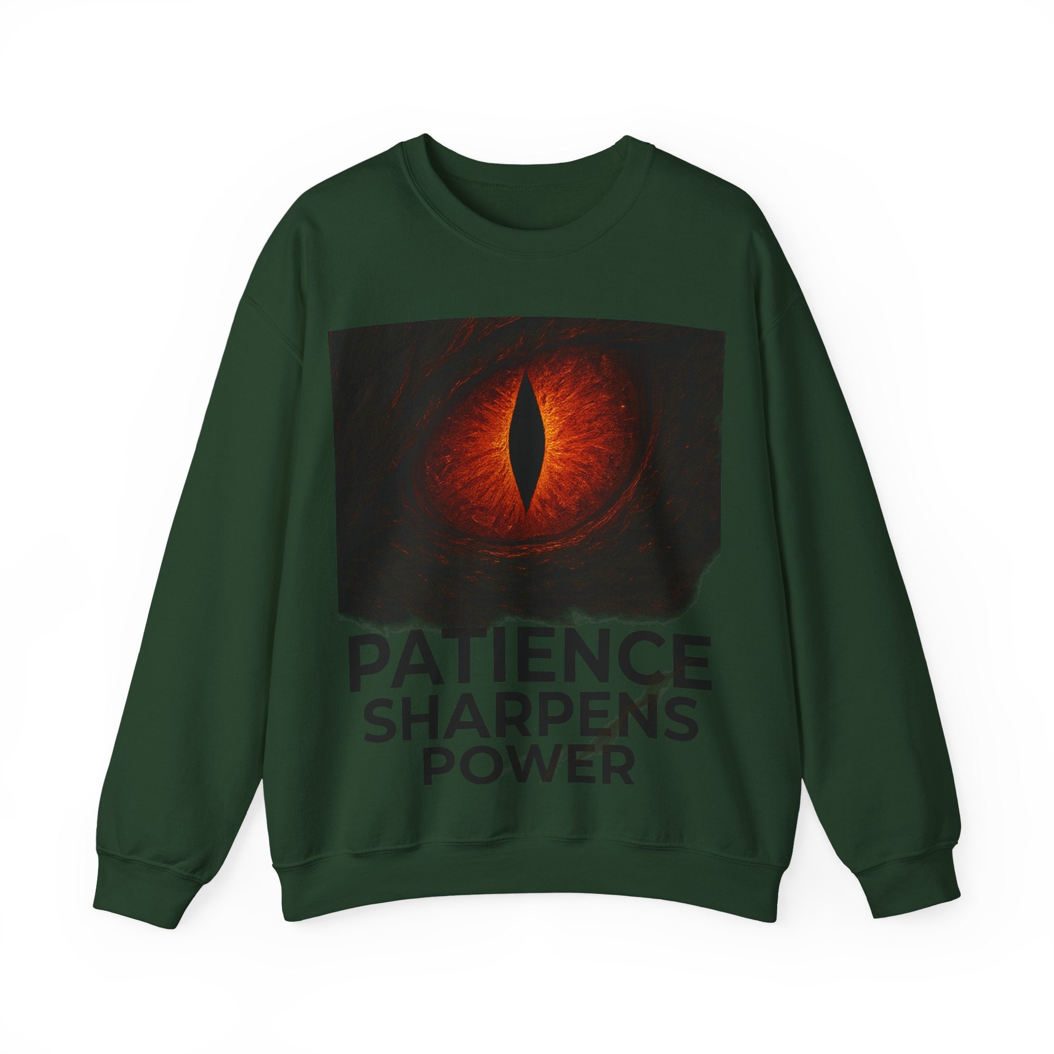 Dragon Motif Crewneck — "Patience & Power" Motivational Sweatshirt