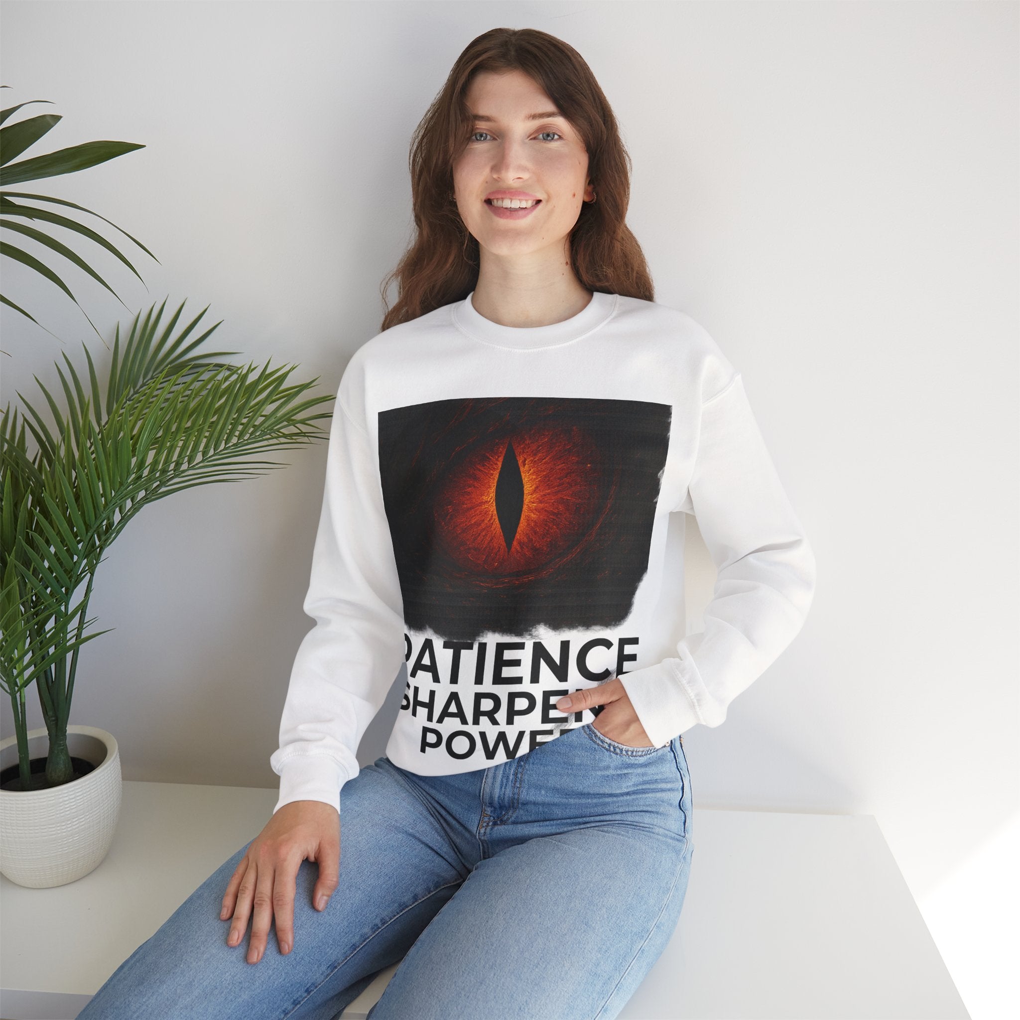 Dragon Motif Crewneck — "Patience & Power" Motivational Sweatshirt