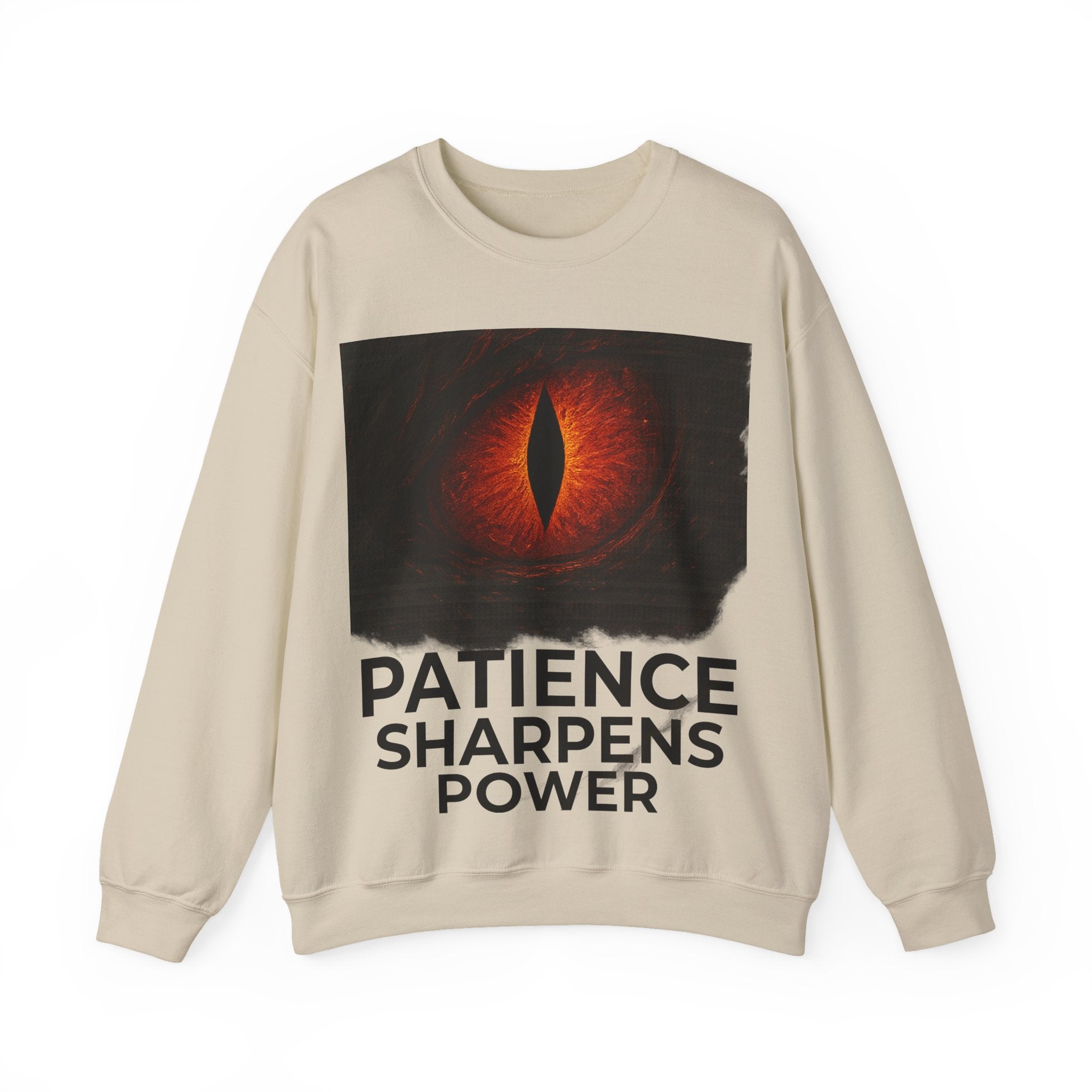 Dragon Motif Crewneck — "Patience & Power" Motivational Sweatshirt